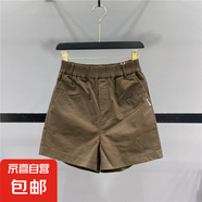 水洗棉休閑短褲女夏新款松緊高腰顯瘦小個子直筒闊腿褲熱褲 咖啡色【優(yōu)質面料】 M 【建議80-100斤】
