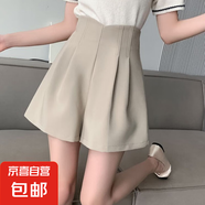 黑色西裝短褲女2025夏季薄款小個子寬松休閑花苞褲高腰顯瘦闊腿褲 3060卡其色【百搭西裝短褲】 XL 【推薦115-125斤】