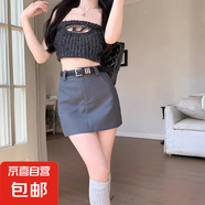 純欲風(fēng)a字裙西裝半身裙女新款夏裝高腰灰色短裙包臀半裙顯瘦裙子 灰色 S