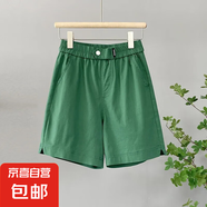 五分中褲女夏季薄款寬松顯瘦加大碼休閑運(yùn)動(dòng)五分直筒褲短褲子 綠色 XL 建議115-130斤
