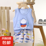 【兒童背心套裝】夏季純棉2025新款女童短褲衣服寶寶韓版男童無 E15-大嘴魚 100 cm