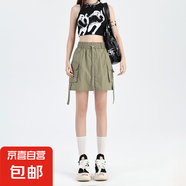 美式工裝短裙女夏季薄款2025新款高腰顯瘦辣妹a字裙 淺軍綠色 S