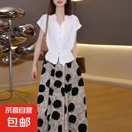 春季優(yōu)雅新款法式減齡女人味氣質(zhì)2025顯瘦高腰時尚裙子套裝 白色加波點裙子套裝 2XL 建議120-135斤
