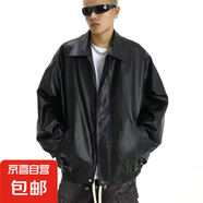 春秋季外套韓版潮流寬松皮衣男短款機(jī)車服青.年學(xué)生飛行員皮夾克 黑色 常規(guī) XL