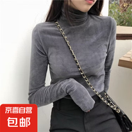 韓系純色高領(lǐng)黑色針織衫上衣女春秋季寬松oversize慵懶風(fēng) 深灰色加絨 XL