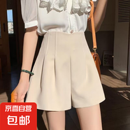 【百褶裙褲】西裝女裝2025夏季新款小個子休閑高腰顯瘦短裙闊腿褲 3060卡其色 XL 推薦【116-125斤】