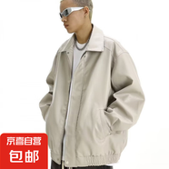 春秋季外套韓版潮流寬松皮衣男短款機(jī)車服青.年學(xué)生飛行員皮夾克 杏色 常規(guī) M