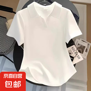 2025新款獨(dú)特韓系學(xué)院風(fēng)POLO領(lǐng)短袖T恤女夏季設(shè)計(jì)感小眾寬松上衣 白色-純色 XL