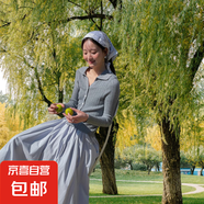 女裝半身裙A字裙高腰顯瘦夏季韓系松緊腰半裙通勤中長(zhǎng)裙優(yōu)雅氣質(zhì) 海鹽藍(lán) 均碼 （80-130斤）