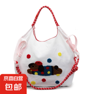 2025夏季新款潮包包女可愛(ài)卡通托特包百搭單肩包手提包刺繡布包女 米白中號(hào)