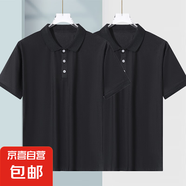 夏季薄款POLO衫男士冰絲透氣短袖t恤男寬松翻領(lǐng)休閑體恤男百搭 純黑+純黑【光版蝴網(wǎng)POLO衫】 4XL 建議160-180斤