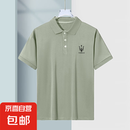 正品翻領(lǐng)Polo衫夏季新款男士高檔冰絲透氣彈力短袖百搭休閑T恤 三叉戟綠【蝴網(wǎng)POLO衫】 4XL 建議160-180斤