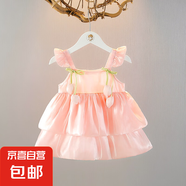 嬰兒衣服夏季女寶寶百日公主連體裙子新生兒周歲禮服公主風(fēng)超萌款 粉紅色 73 CM