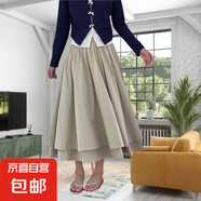 女裝半身裙A字裙高腰顯瘦夏季韓系松緊腰半裙通勤中長(zhǎng)裙優(yōu)雅氣質(zhì) 卡其色 均碼 （80-130斤）