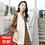 法式V領(lǐng)碎花長(zhǎng)袖連衣裙2025秋季新款百搭收腰顯瘦女連衣裙 花色 M (160) 100-120斤