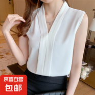 雪紡衫女裝夏裝2025年新款夏季無袖背心小西裝內(nèi)搭上衣外穿打底衫 白色 L