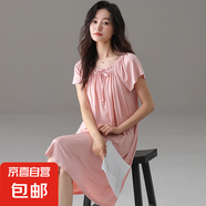 睡裙女夏季莫代爾女款睡衣夏天女士媽媽長裙薄款連衣裙夏款家居服 A13183 XL