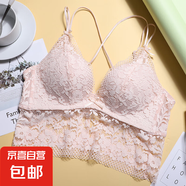 【標(biāo)準(zhǔn)認(rèn)證ISO9001:HM同廠】長蕾絲雙肩帶裹胸薄款透氣無鋼圈文胸 淺粉 70B