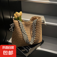 慵懶風(fēng)大容量草編包包女夏2025新款海邊度假編織包百搭單肩腋下包 卡其色
