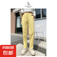2025春夏新款斜紋美棉180克彎刀褲品質(zhì)休閑褲女百搭小腳褲熱賣款 鵝蛋黃 XL 136-155斤，褲長(zhǎng)104