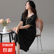 睡裙女夏季莫代爾女款睡衣夏天女士媽媽長裙薄款連衣裙夏款家居服 A13187 2XL