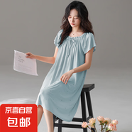 睡裙女夏季莫代爾女款睡衣夏天女士媽媽長裙薄款連衣裙夏款家居服 A13185 XL