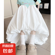 黃色花苞裙褲女2025新款夏季薄款小個子高腰寬松休閑風(fēng)冰絲闊腿褲 白色-小個子【有口袋-花苞褲】 M 【90-105斤】