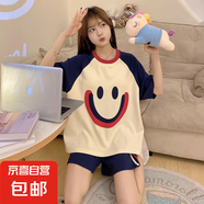 夏季2025年新款睡衣女短袖短褲棉質(zhì)可愛卡通韓版家居服套裝可外穿 Q91022 M 女