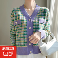 2025新款高級感上衣外搭針織女短外套毛衣/XDPJ02-X BSZ07浪漫紫 M 85-105斤