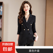 西裝套裝女裝高級(jí)感春新款職業(yè)裝西裝2025氣質(zhì)面試正裝工作服西服 單件外套 黑色（S6301） M