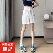 休閑褲女短褲多色休閑短褲夏季薄款2025年最新款顯瘦五分短褲 白色 S