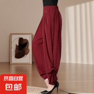 舞蹈褲大碼通勤高腰垮褲蘿卜哈倫褲長(zhǎng)夏季寬松女休閑燈籠2025ZHFS 黑色 2XL