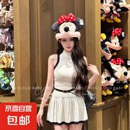 套裝顯瘦韓系梨型夏季可愛女美百搭無袖短袖上衣舒適短裙辣妹KXW 【顯瘦韓系套裝】杏色 M 【90-105斤】