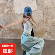 【夏季撞色】女裝新款速干褲寬松闊腿褲女裝休閑褲運(yùn)動(dòng)褲拖地褲 B346綠色 /錦L XL