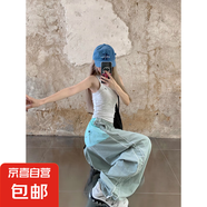 2025年夏季新款戶外休閑闊腿褲原版小米皺面料含繩拼接速干傘兵褲 綠色-錦鯉 B346 2XL
