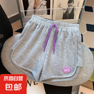 夏季新款女童短褲2025時尚松緊中童外穿三分熱褲女孩休閑運(yùn)動中褲 灰色 160