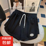 夏季新款女童短褲2025時(shí)尚松緊中童外穿三分熱褲女孩休閑運(yùn)動(dòng)中褲 黑色 150