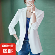 高級(jí)感小西裝外套女夏季薄款2025新款休閑氣質(zhì)女士七分袖西服夏天 白色（單件外套） L