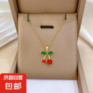 新款時(shí)尚鈦鋼項(xiàng)鏈女網(wǎng)紅配飾個(gè)性設(shè)計(jì)高級(jí)感氣質(zhì)百搭鎖骨鏈 雙綠葉紅色櫻桃項(xiàng)鏈-X570 40+5cm【禮盒隨機(jī)】