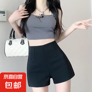 西裝短褲女高腰a字緊身彈力小個(gè)子夏季防走光安全打底熱褲子 卓和J09高腰女短褲黑色 L