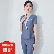 酒店沐足店西服外套春季新款上班族西裝套裝職場工作套裝女職業(yè) 灰色 西裝（JY6306） 4XL