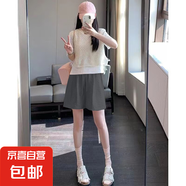 2025新款潮流山本冰絲休閑短褲夏季女士闊腿小個子時尚五分褲子潮 K01-深灰色 L 建議105-120斤