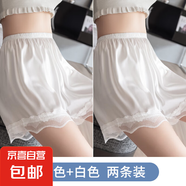 【冰絲透氣】防走光女夏新款超薄無痕蕾絲花邊安全褲短褲打底褲 白色+白色 薄款 L 100-130斤