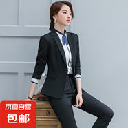 職業(yè)套裝女時尚氣質(zhì)上班西裝正裝高端售樓部工作服裝西服職業(yè)裝女 黑色（單件外套） S (建議78-88斤左右)