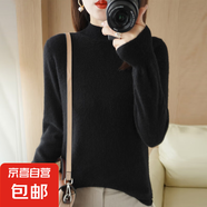 半高領(lǐng)套頭長袖純色25款針織衫女士寬松簡(jiǎn)約針織打底衫/N029 黑色 2XL （135-150斤）