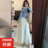 纖怡嬌白色裙褲女春夏季2025新款高腰垂感a字半身裙休閑小個(gè)子闊 白色 L L