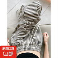 黑白條紋褲女春夏季高腰休閑寬松慵懶遛彎褲顯瘦小個子直筒闊腿褲 黑白條紋 2XL