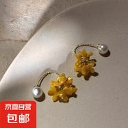 超仙桂花流蘇仿珍珠耳環(huán)女輕奢小眾高級感耳釘百搭款可愛甜美耳飾 桂花仿珍珠耳掛+懸浮盒 1對裝耳釘