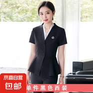 時尚女西裝職業(yè)套裝夏短袖名媛氣質(zhì)珠寶店工裝酒店前臺KTV工作服 黑色（單件外套） 4XL