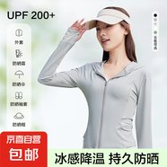 【小野同款】2025新款夏季修身防曬衣女冰絲透氣連帽防曬外套 薄霧灰 S (推薦體重：70-90斤)